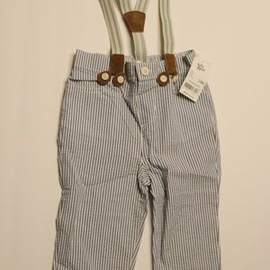 NWT: Seersucker Pants with Suspenders